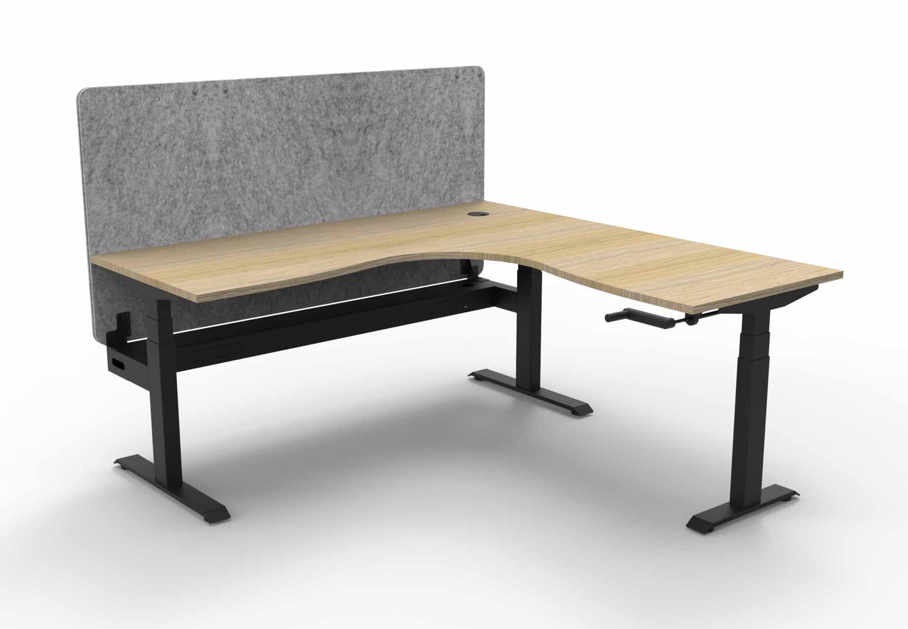 Boost Crank Manual Sit-Stand Corner Workstation with Cable Tray and Eco Screen